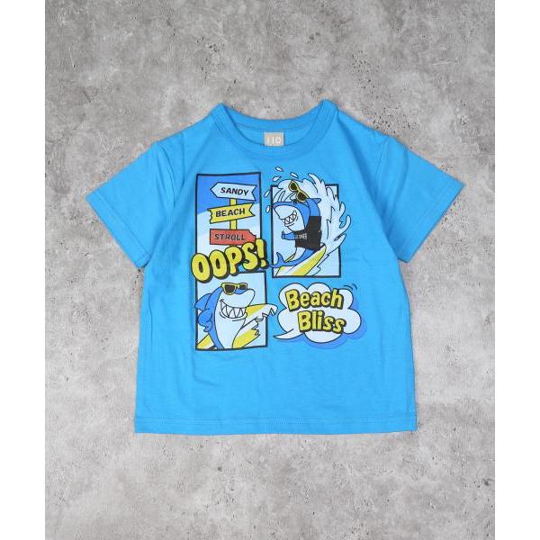 ディラッシュ　DILASH シャーク柄　半袖 Tシャツ (110・120・130・140)子ども服　男の子　小学生　キッズ　サメ　魚　DL25ES022　黄色　ターコイズブルー | DILASH | 01