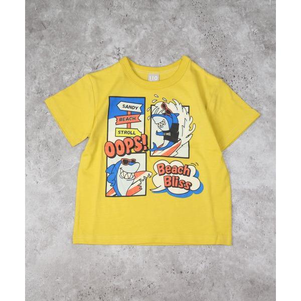 ディラッシュ　DILASH シャーク柄　半袖 Tシャツ (110・120・130・140)子ども服　男の子　小学生　キッズ　サメ　魚　DL25ES022　黄色　ターコイズブルー | DILASH | 02