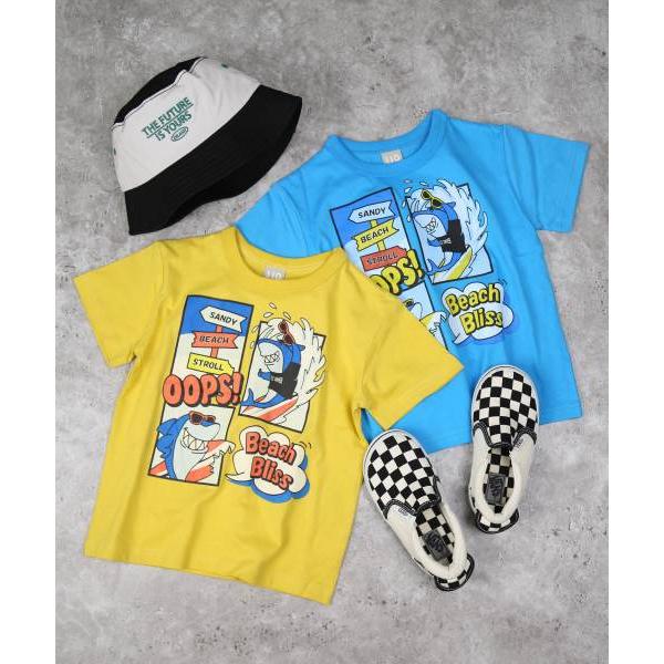 ディラッシュ　DILASH シャーク柄　半袖 Tシャツ (110・120・130・140)子ども服　男の子　小学生　キッズ　サメ　魚　DL25ES022　黄色　ターコイズブルー | DILASH | 04