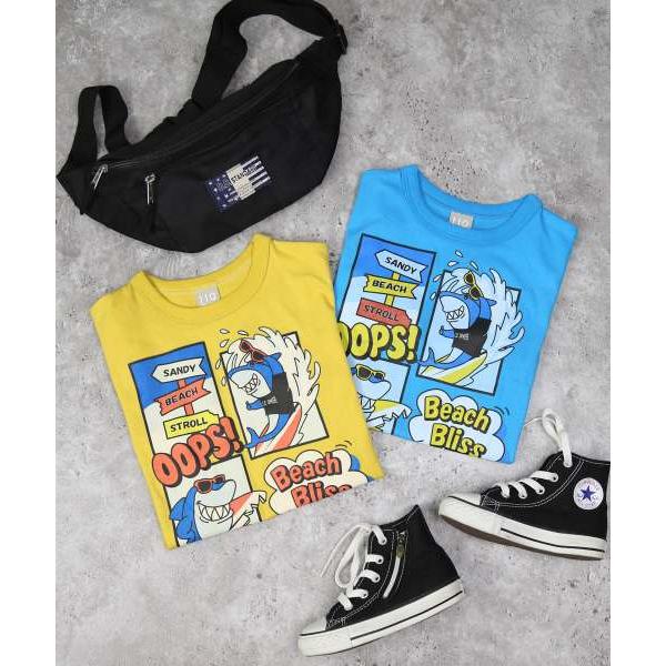 ディラッシュ　DILASH シャーク柄　半袖 Tシャツ (110・120・130・140)子ども服　男の子　小学生　キッズ　サメ　魚　DL25ES022　黄色　ターコイズブルー | DILASH | 05