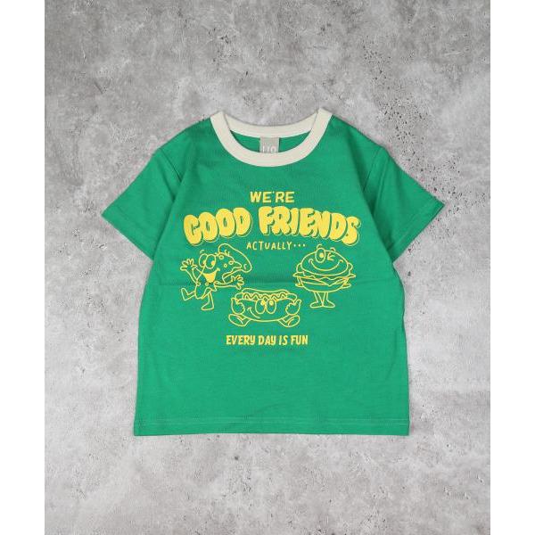 ディラッシュ　DILASH ファーストフード柄　半袖Ｔシャツ (110・120・130・140)子ども服　男の子　小学生　キッズ　ポップ　DL25ES023　オフホワイト　グリーン | DILASH | 01