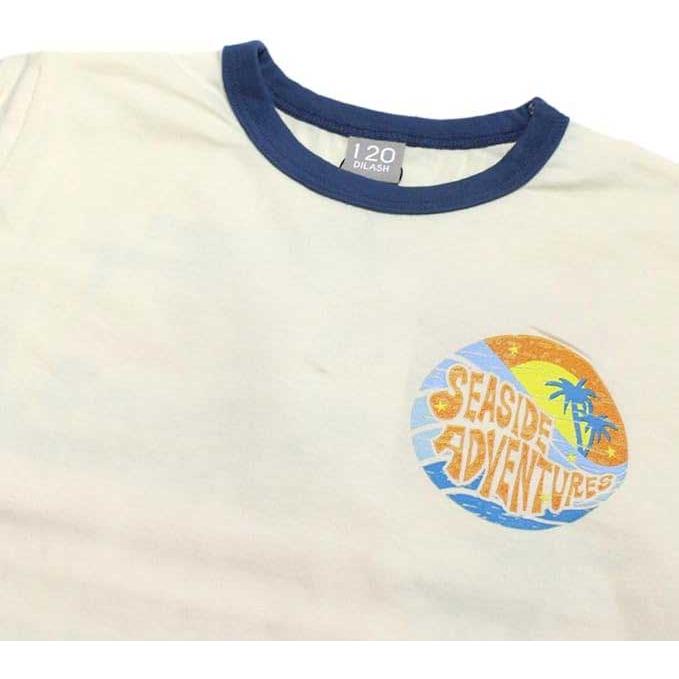 ●50％OFFセール●ディラッシュ　DILASH 南国風　半袖Tシャツ (110・120・130・140)子ども服　女の子　男の子　小学生　キッズ　海　DL25ES025　キナリ　サック | DILASH | 03