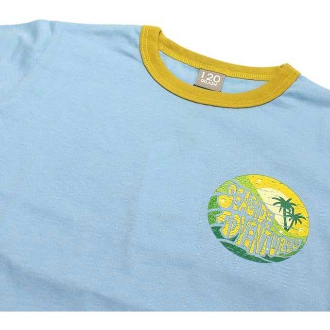 ●50％OFFセール●ディラッシュ　DILASH 南国風　半袖Tシャツ (110・120・130・140)子ども服　女の子　男の子　小学生　キッズ　海　DL25ES025　キナリ　サック | DILASH | 08