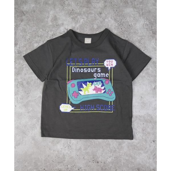 ディラッシュ　DILASH ゲーム柄　半袖Tシャツ (110・120・130)子ども服　女の子　男の子　小学生　キッズ　ポップ　DL25ES027　グリーン　チャコール | DILASH | 01