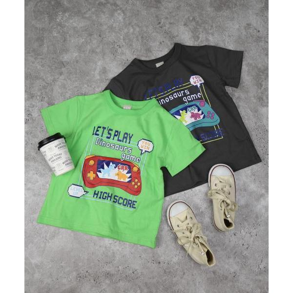 ディラッシュ　DILASH ゲーム柄　半袖Tシャツ (110・120・130)子ども服　女の子　男の子　小学生　キッズ　ポップ　DL25ES027　グリーン　チャコール | DILASH | 04