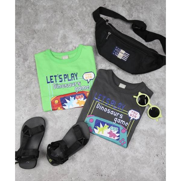 ディラッシュ　DILASH ゲーム柄　半袖Tシャツ (110・120・130)子ども服　女の子　男の子　小学生　キッズ　ポップ　DL25ES027　グリーン　チャコール | DILASH | 05