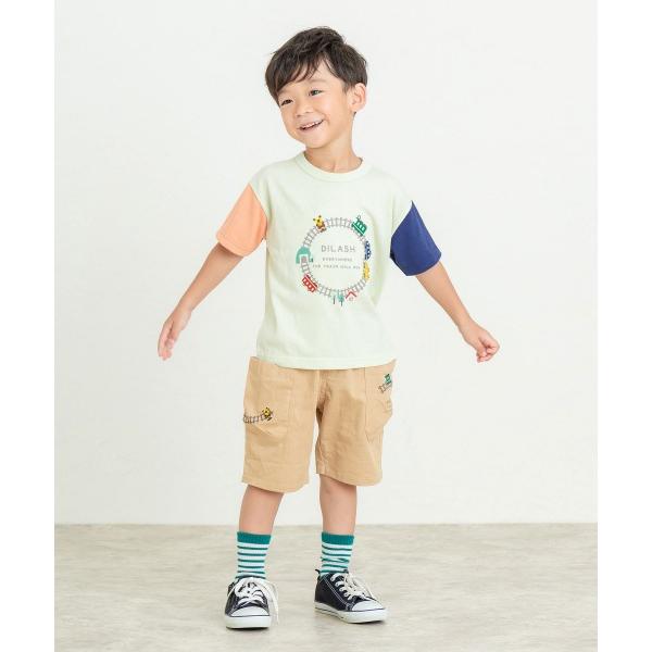 ディラッシュ　DILASH 電車　刺繍　5分丈　パンツ (110・120・130・140)子ども服　男の子　幼児　小学生　キッズ　半ズボン　ズボン　ハーフパンツ　DL25ES045 | DILASH | 01