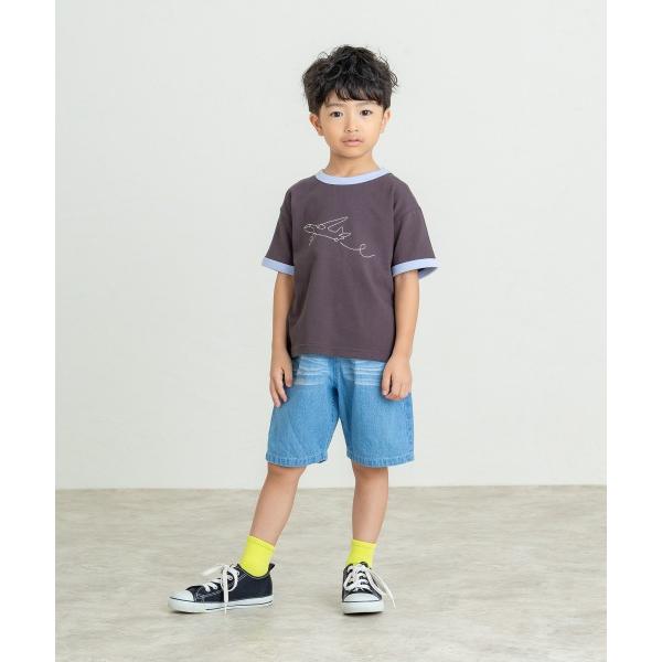 ディラッシュ　DILASH　飛行機　半袖　Tシャツ(110・120・130・140）子ども服　小学生　キッズ　男の子　シンプル　刺繍　チャコールグレー　オフホワイト | DILASH | 01