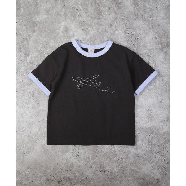 ディラッシュ　DILASH　飛行機　半袖　Tシャツ(110・120・130・140）子ども服　小学生　キッズ　男の子　シンプル　刺繍　チャコールグレー　オフホワイト | DILASH | 03