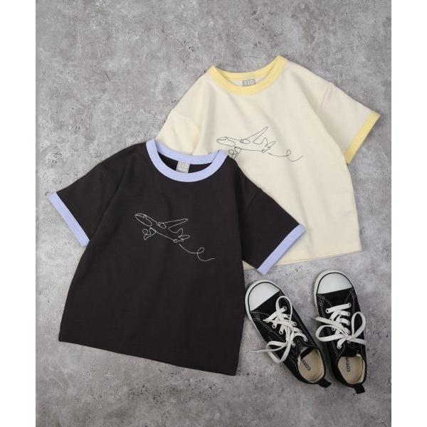 ディラッシュ　DILASH　飛行機　半袖　Tシャツ(110・120・130・140）子ども服　小学生　キッズ　男の子　シンプル　刺繍　チャコールグレー　オフホワイト | DILASH | 06