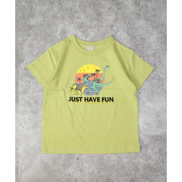 ディラッシュ　DILASH　恐竜 半袖Tシャツ  (110・120・130・140) 子ども服　キッズ　小学生　男の子　綿100　DL25MS015　サックスブルー　黄緑色 | DILASH | 01