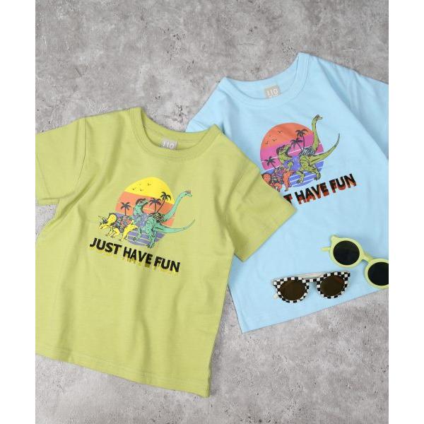 ディラッシュ　DILASH　恐竜 半袖Tシャツ  (110・120・130・140) 子ども服　キッズ　小学生　男の子　綿100　DL25MS015　サックスブルー　黄緑色 | DILASH | 04
