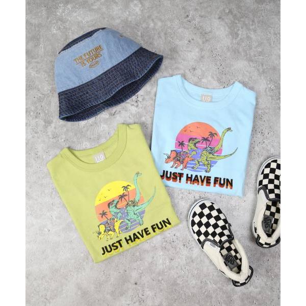 ディラッシュ　DILASH　恐竜 半袖Tシャツ  (110・120・130・140) 子ども服　キッズ　小学生　男の子　綿100　DL25MS015　サックスブルー　黄緑色 | DILASH | 05