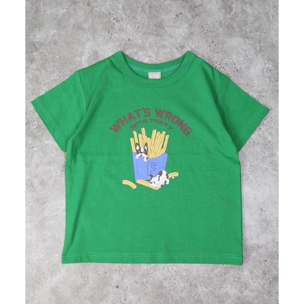 ディラッシュ　DILASH　フライドポテトプリント 半袖Tシャツ  (90・100・110・120・130・140) 子ども服　キッズ　小学生　男の子　綿100　キナリ　グリーン | DILASH | 04