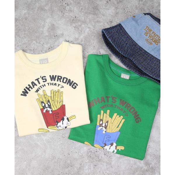 ディラッシュ　DILASH　フライドポテトプリント 半袖Tシャツ  (90・100・110・120・130・140) 子ども服　キッズ　小学生　男の子　綿100　キナリ　グリーン | DILASH | 08