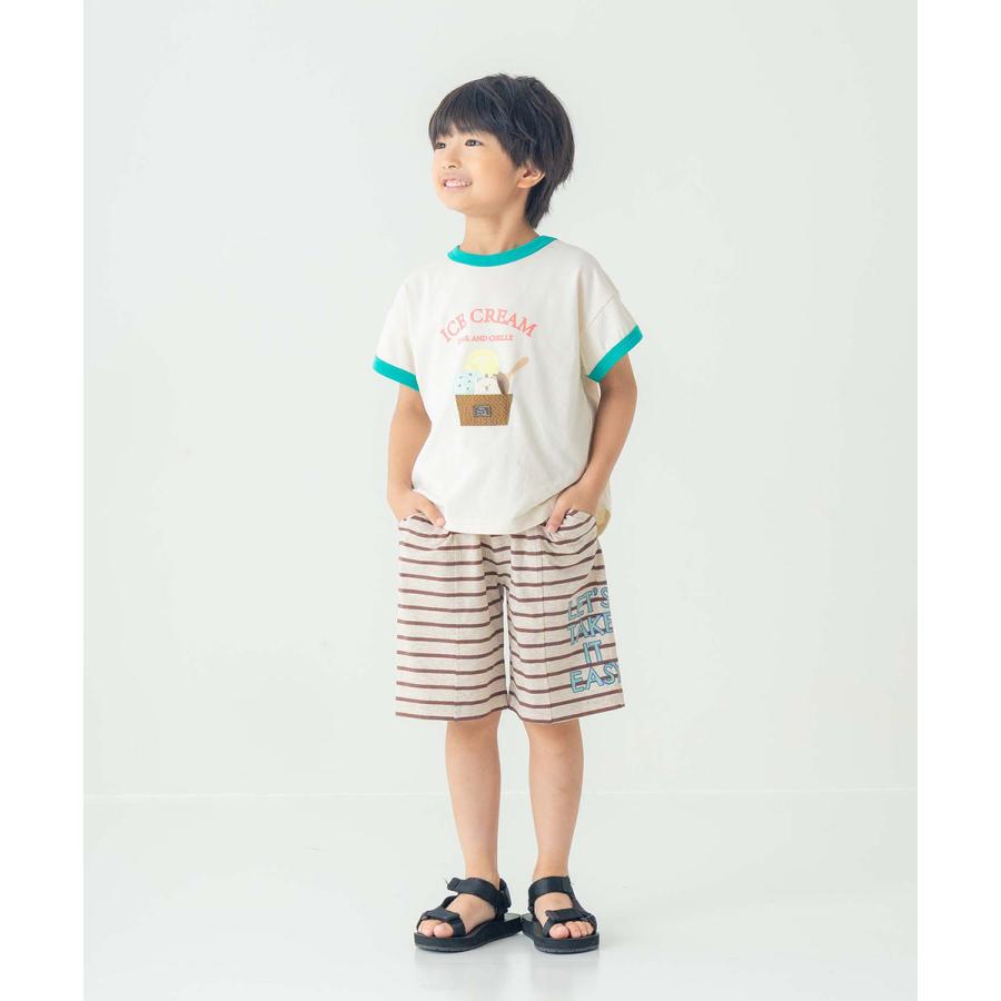 ディラッシュ DILASH ボーダーロゴハーフパンツ ( 90 100 110 120 130 140 ） 子ども服 キッズ 男の子 女の子 5分丈 | DILASH | 12