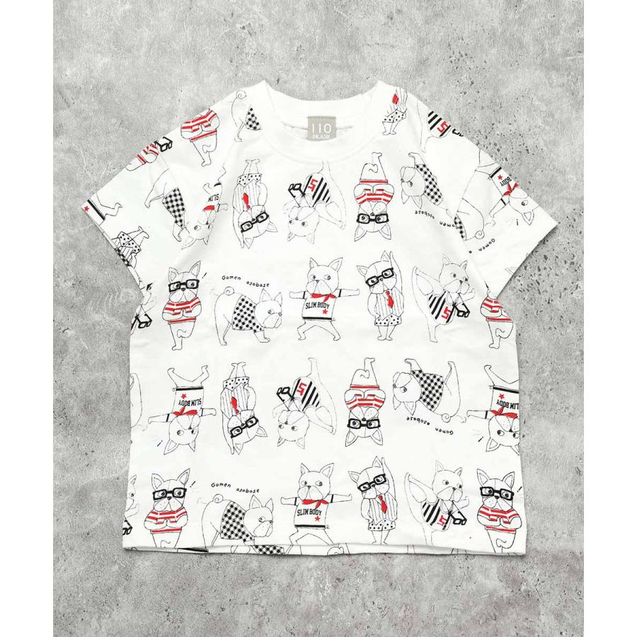 ●40％OFFセール●ディラッシュ DILASH 【お揃い可◎・綿100％】 フレンチブルドッグ総柄プリントTシャツ ( 90 100 110 120 130 140 ）　アウトレット | DILASH | 01