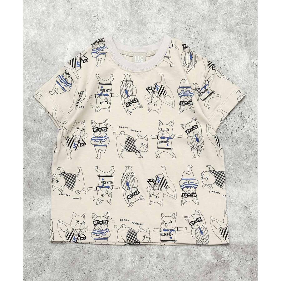 ●40％OFFセール●ディラッシュ DILASH 【お揃い可◎・綿100％】 フレンチブルドッグ総柄プリントTシャツ ( 90 100 110 120 130 140 ）　アウトレット | DILASH | 03