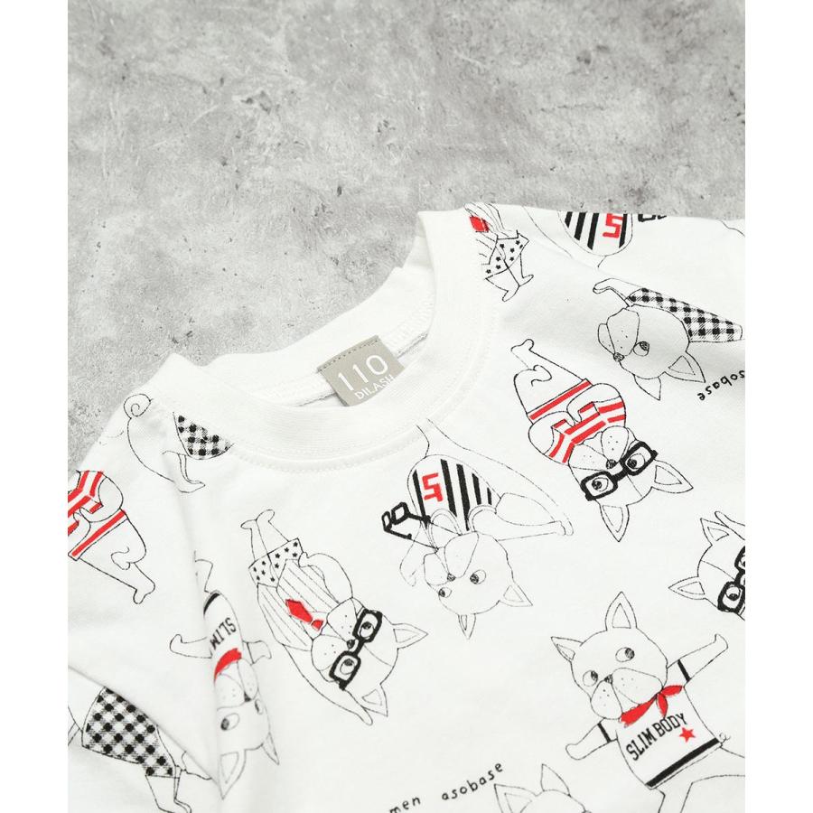 ●40％OFFセール●ディラッシュ DILASH 【お揃い可◎・綿100％】 フレンチブルドッグ総柄プリントTシャツ ( 90 100 110 120 130 140 ）　アウトレット | DILASH | 04
