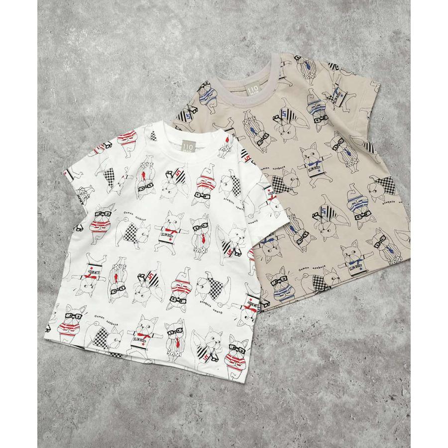 ●40％OFFセール●ディラッシュ DILASH 【お揃い可◎・綿100％】 フレンチブルドッグ総柄プリントTシャツ ( 90 100 110 120 130 140 ）　アウトレット | DILASH | 07