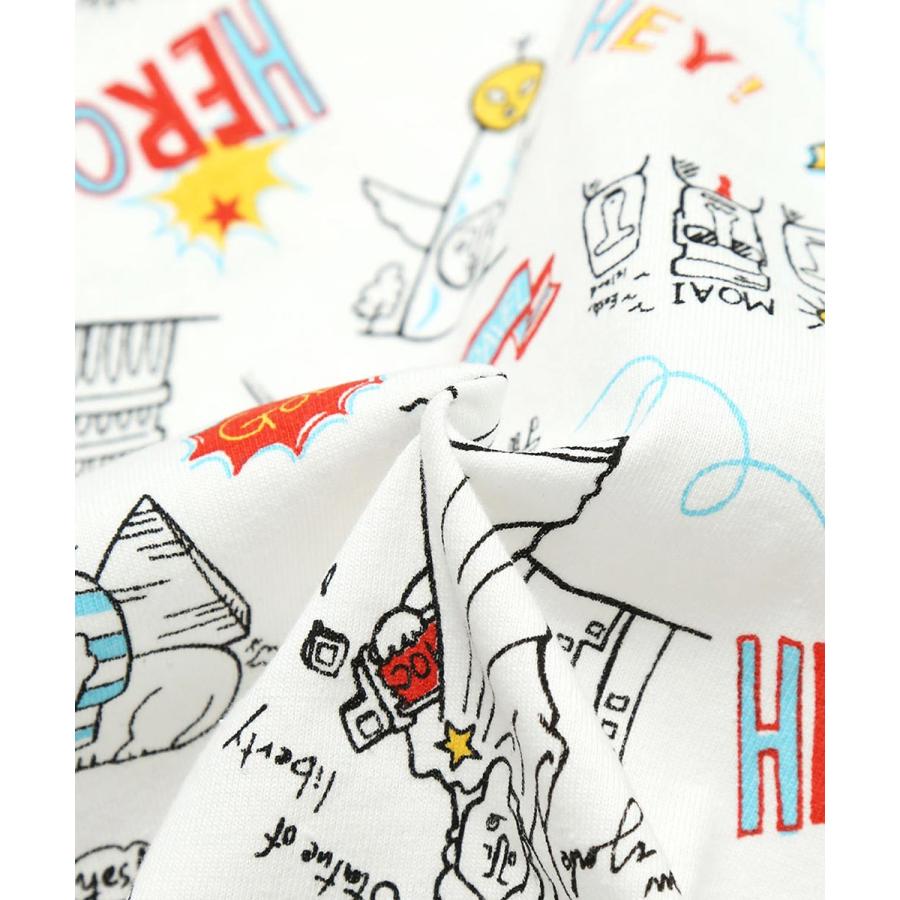 ディラッシュ DILASH 【お揃い可◎・綿100%】世界を旅する！手書き風イラスト総柄Tシャツ ( 90 100 110 120 130 140 ） | DILASH | 05