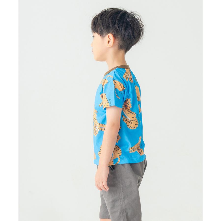 ●30％OFFセール●ディラッシュ DILASH 【綿100％】サングラスタイガー！手書き風ゆるトラ総柄Tシャツ ( 90 100 110 120 130 140 ）　アウトレット | DILASH | 10