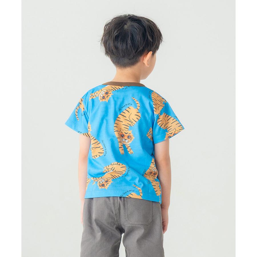 ●30％OFFセール●ディラッシュ DILASH 【綿100％】サングラスタイガー！手書き風ゆるトラ総柄Tシャツ ( 90 100 110 120 130 140 ）　アウトレット | DILASH | 11