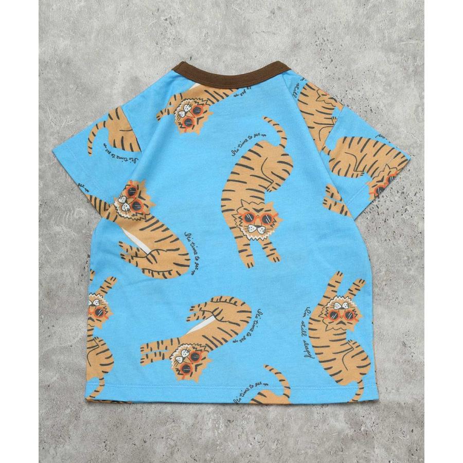 ディラッシュ DILASH 【綿100％】サングラスタイガー！手書き風ゆるトラ総柄Tシャツ ( 90 100 110 120 130 140 ） | DILASH | 03