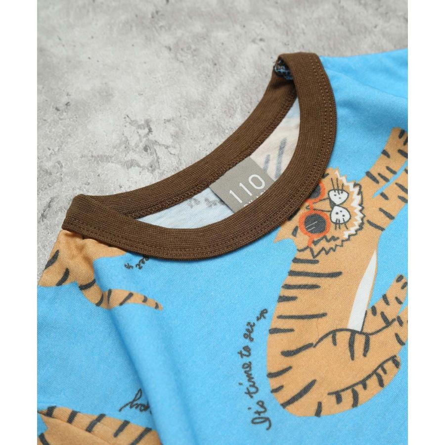 ●30％OFFセール●ディラッシュ DILASH 【綿100％】サングラスタイガー！手書き風ゆるトラ総柄Tシャツ ( 90 100 110 120 130 140 ）　アウトレット | DILASH | 04