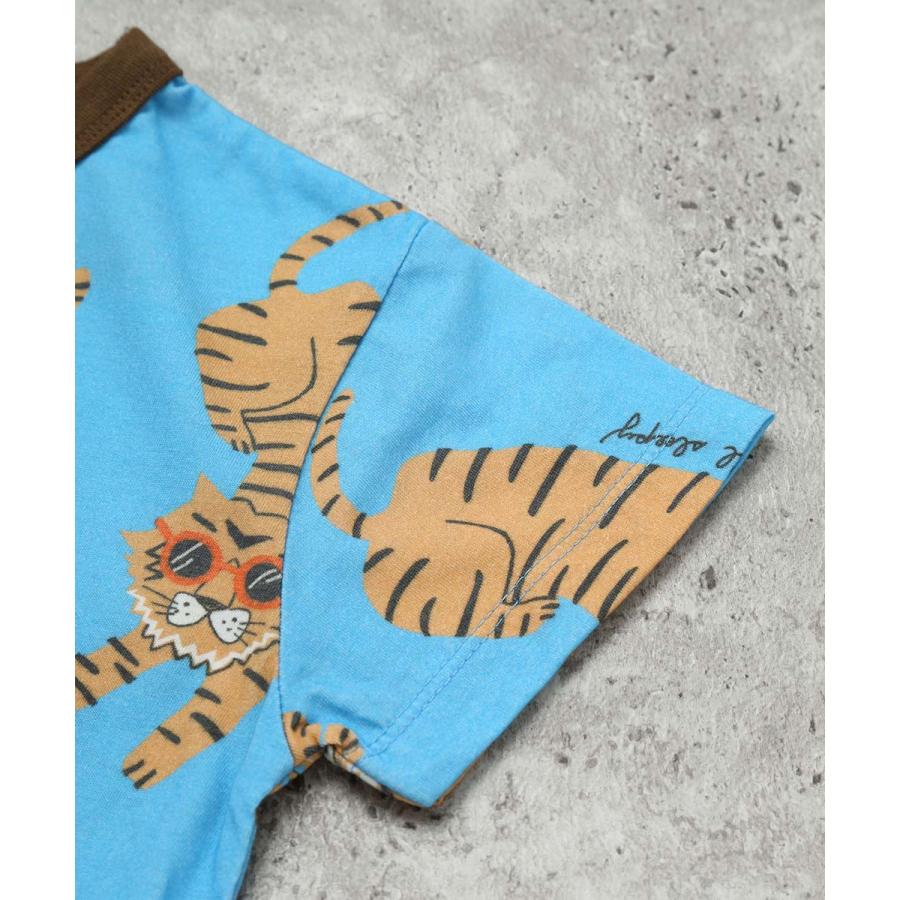 ●30％OFFセール●ディラッシュ DILASH 【綿100％】サングラスタイガー！手書き風ゆるトラ総柄Tシャツ ( 90 100 110 120 130 140 ）　アウトレット | DILASH | 05