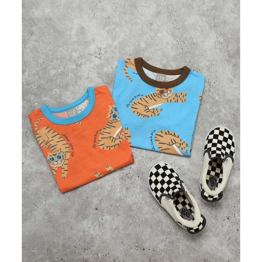 ディラッシュ DILASH 【綿100％】サングラスタイガー！手書き風ゆるトラ総柄Tシャツ ( 90 100 110 120 130 140 ） | DILASH | 08