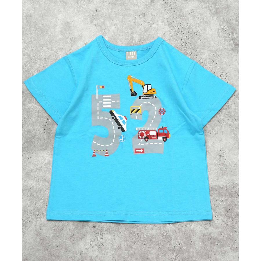 ●30％OFFセール●ディラッシュ DILASH 【綿100%】 働く車 道路プリント ナンバーTシャツ ( 90 100 110 120 130) 子ども服　アウトレット | DILASH | 02