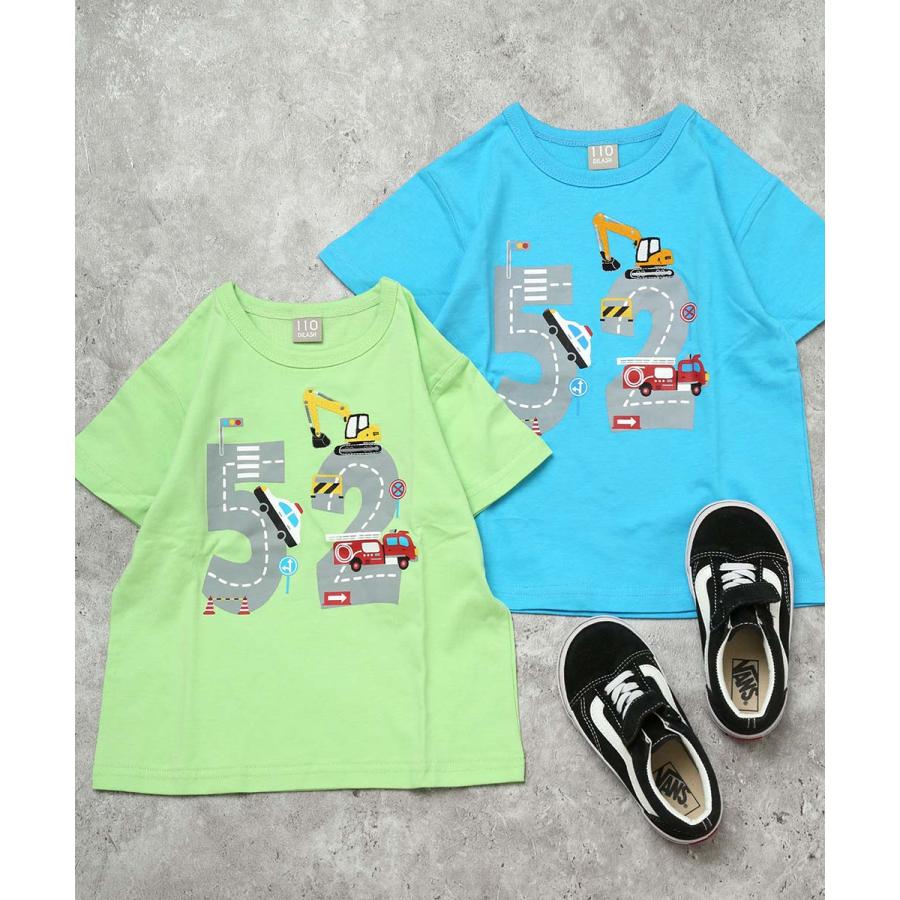 ●30％OFFセール●ディラッシュ DILASH 【綿100%】 働く車 道路プリント ナンバーTシャツ ( 90 100 110 120 130) 子ども服　アウトレット | DILASH | 06