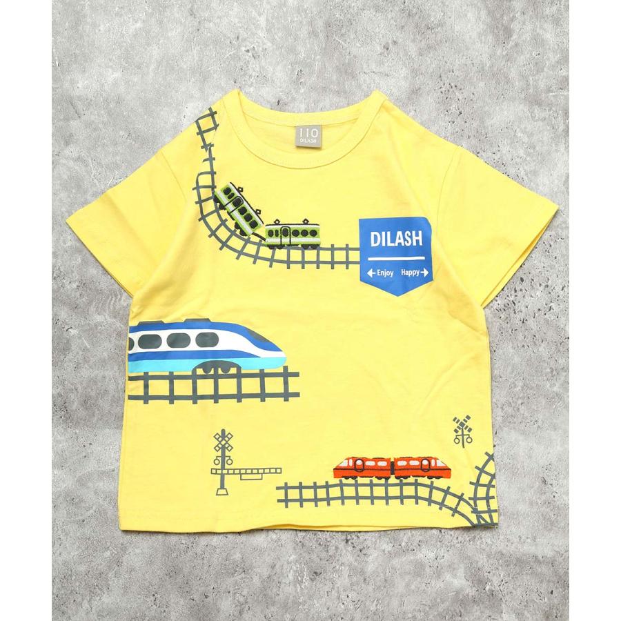 ディラッシュ DILASH 【綿100％】 ぐるぐる線路の電車 Tシャツ ( 90 100 110 120 130 ） 半袖　子ども服 キッズ ジュニア | DILASH | 01