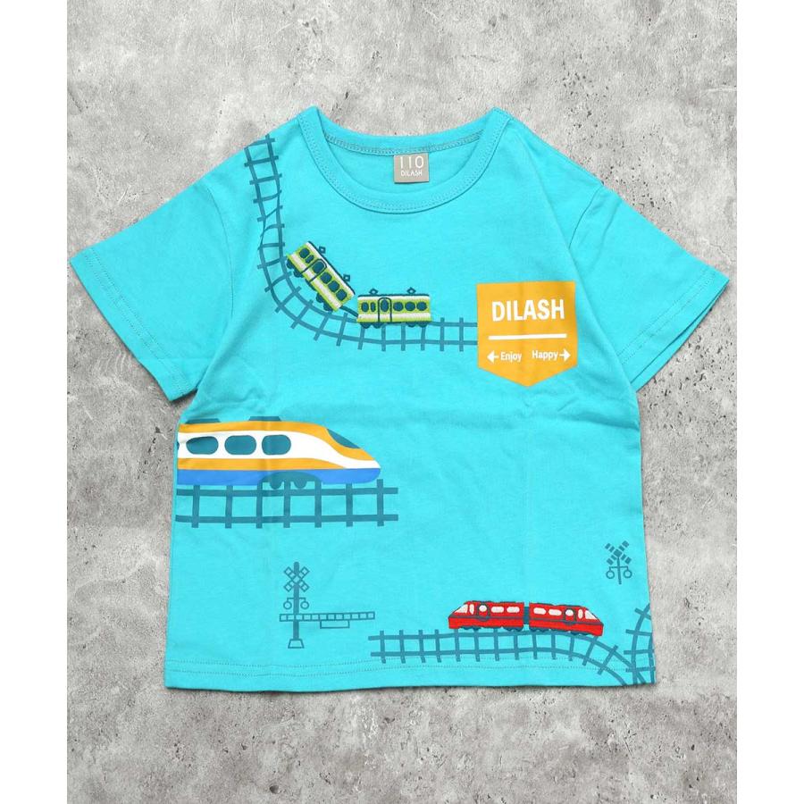 ●40％OFFセール●ディラッシュ DILASH 【綿100％】 ぐるぐる線路の電車 Tシャツ ( 90 100 110 120 130 ） 半袖　子ども服 キッズ ジュニア　アウトレット | DILASH | 01