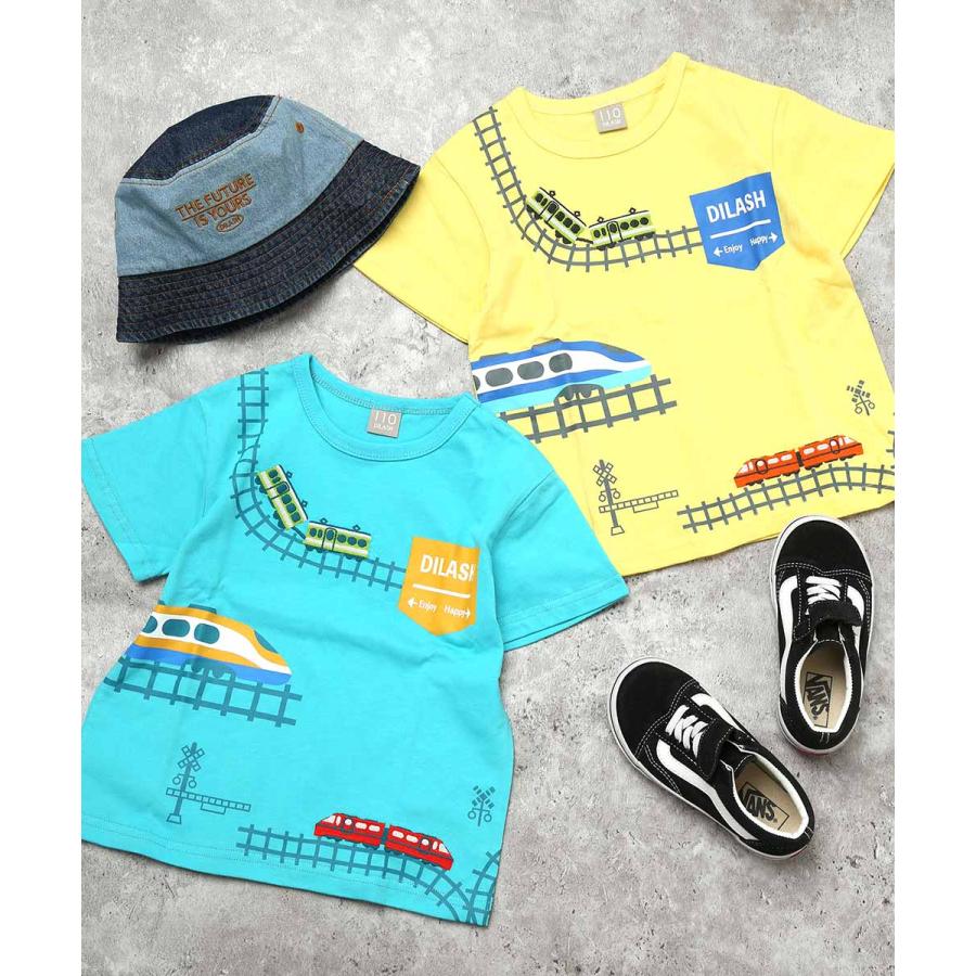 ●40％OFFセール●ディラッシュ DILASH 【綿100％】 ぐるぐる線路の電車 Tシャツ ( 90 100 110 120 130 ） 半袖　子ども服 キッズ ジュニア　アウトレット | DILASH | 08