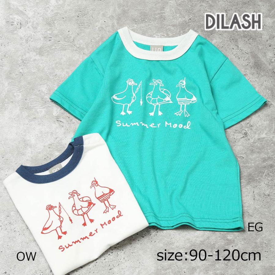ディラッシュ DILASH リンガー カモメプリント 半袖Tシャツ ( 90 100 110 120 ) 子ども服 キッズ ジュニア 男の子 女の子 | DILASH