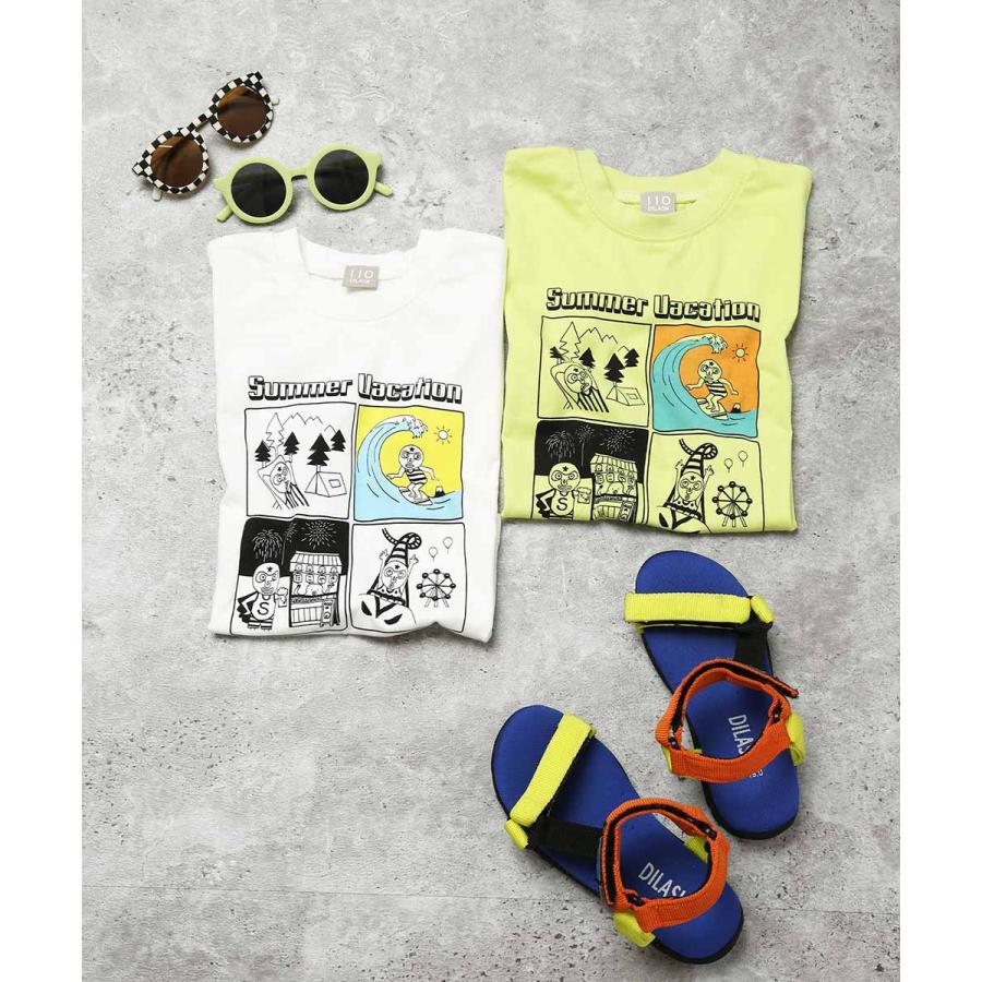 ディラッシュ DILASH 【綿100％】 サマーバケーション 4コマプリント 半袖Tシャツ ( 110 120 130 140 ) 子ども服 キッズ | DILASH | 07