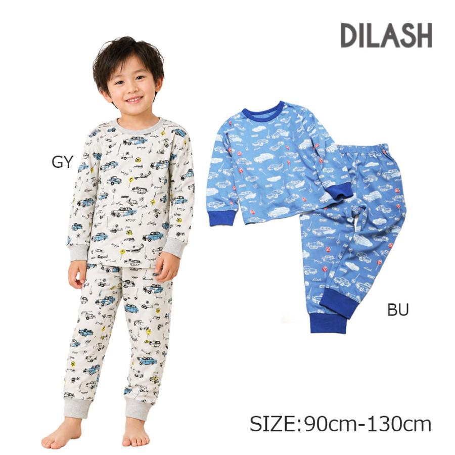 ●50%OFFセール●ディラッシュ DILASH  クラシックカー 総柄 長袖 パジャマ  （ 90 100 110 120 130 ） | DILASH
