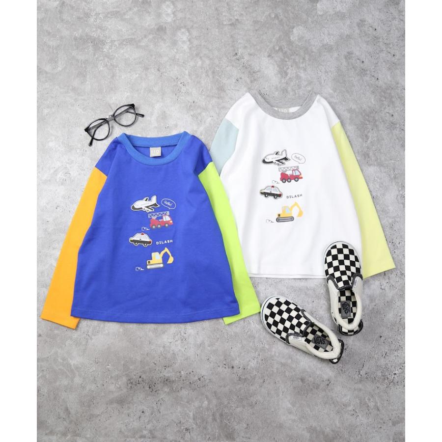 ディラッシュ DILASH 乗り物　アップリケ＆配色 長袖　Tシャツ　( 90 100 110 120 )  幼児　小学生　男の子　男子　ロンT | DILASH | 08