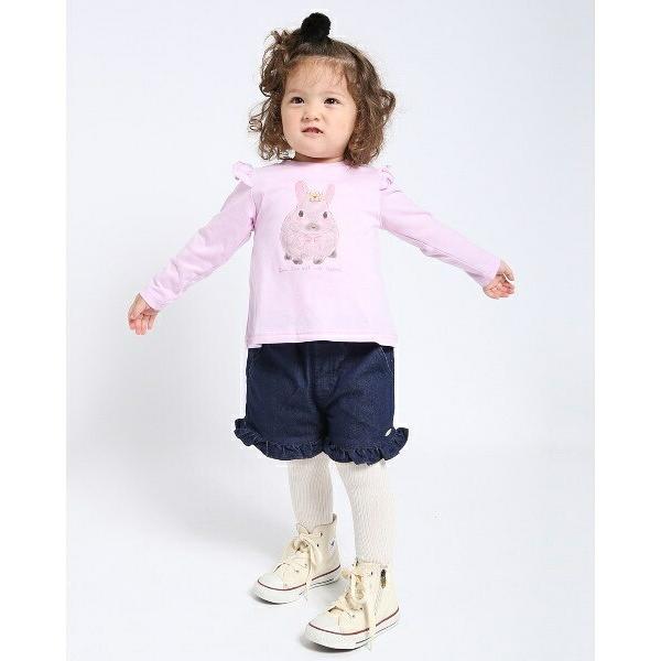 ●50％OFF● ラポシェビスキュイ La poche biscuit うさぎ プリント 肩フリル 長袖Tシャツ ( 90 100 110 120 130 ) ロンT sale アウトレット | la poche biscuit | 01