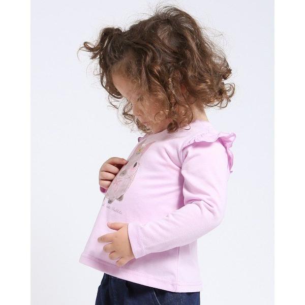 ラポシェビスキュイ La poche biscuit うさぎ プリント 肩フリル 長袖Tシャツ ( 90 100 110 120 130 ) ロンT | la poche biscuit | 02