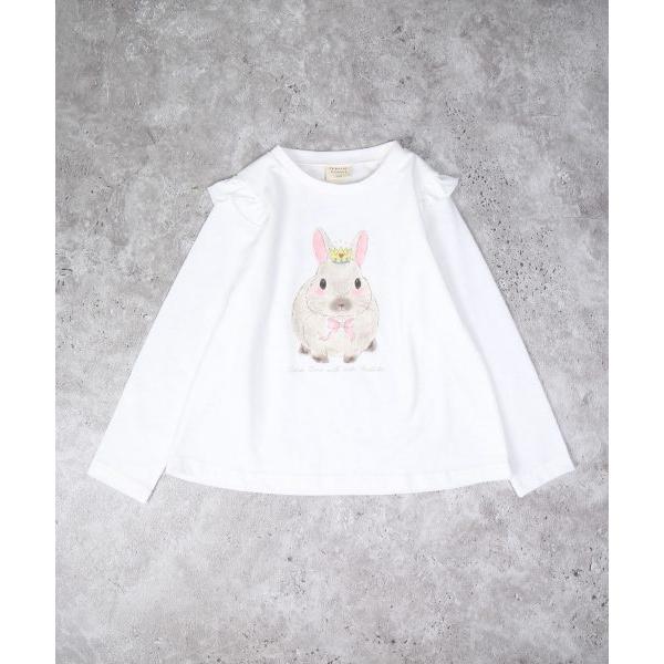 ラポシェビスキュイ La poche biscuit うさぎ プリント 肩フリル 長袖Tシャツ ( 90 100 110 120 130 ) ロンT | la poche biscuit | 03