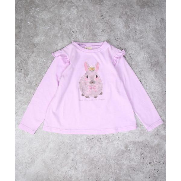 ラポシェビスキュイ La poche biscuit うさぎ プリント 肩フリル 長袖Tシャツ ( 90 100 110 120 130 ) ロンT | la poche biscuit | 04