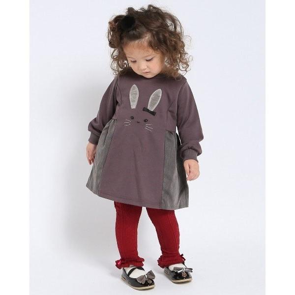 ラポシェビスキュイ La poche biscuit うさぎ ワンピース 長袖 （ヘアゴムつき）( 90 100 110 120 130 ) | la poche biscuit | 01