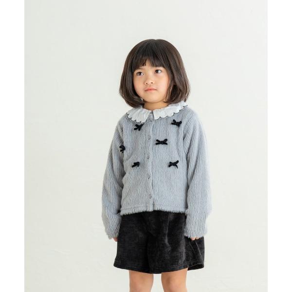 ラポシェビスキュイ La poche biscuit リボンつきシャギー カーディガン ( 90 100 110 120 130 ) | la poche biscuit | 01