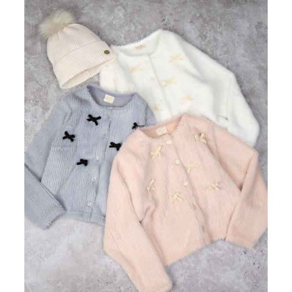 ラポシェビスキュイ La poche biscuit リボンつきシャギー カーディガン ( 90 100 110 120 130 ) | la poche biscuit | 07