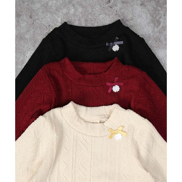 ●50％OFFセール●ラポシェビスキュイ La poche biscuit ケーブル編みハイネック 長袖Tシャツ ( 90 100 110 120 130 140 ) アウトレット | la poche biscuit | 05