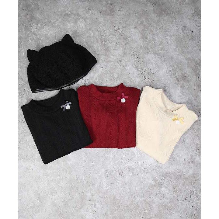 ●50％OFFセール●ラポシェビスキュイ La poche biscuit ケーブル編みハイネック 長袖Tシャツ ( 90 100 110 120 130 140 ) アウトレット | la poche biscuit | 06