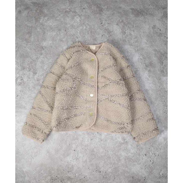 ラポシェビスキュイ La poche biscuit ノーカラーフリルボアジャケット ( 90 100 110 120 130 140 )アウトレット | la poche biscuit | 01